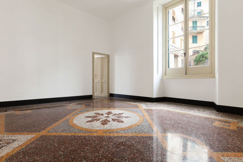 35408968 - interior, old empty apartment with marble floors