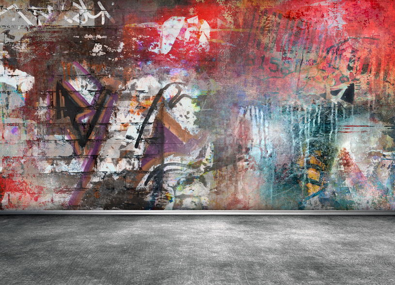31127959 - graffiti wall room interior